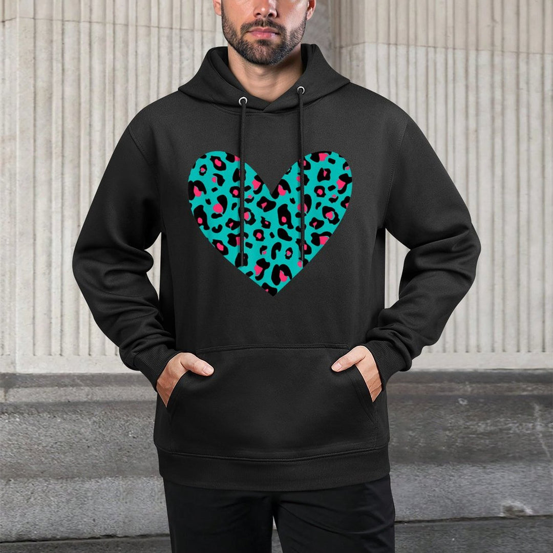 Leopard Pattern Heart  Pink  Blue Cheetah Print Design Customizable Surface Hoodie