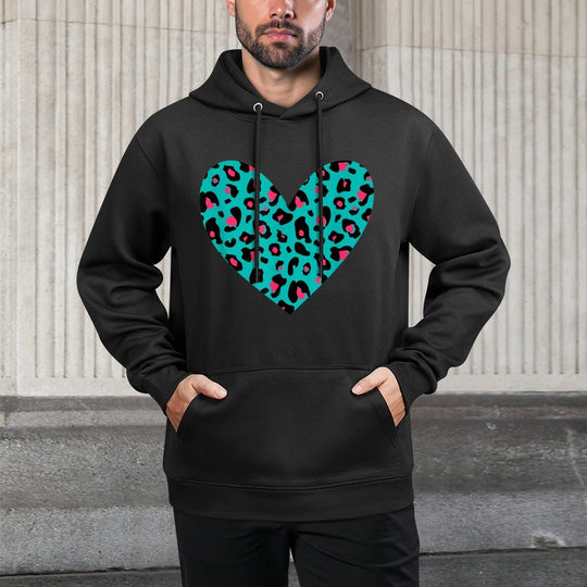 Leopard Pattern Heart  Pink  Blue Cheetah Print Design Customizable Surface Hoodie