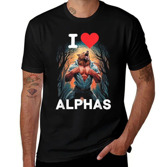 I Love Alphas Wolf Male Strong Furry Werewolf  High-quality Stitching T-Shirt