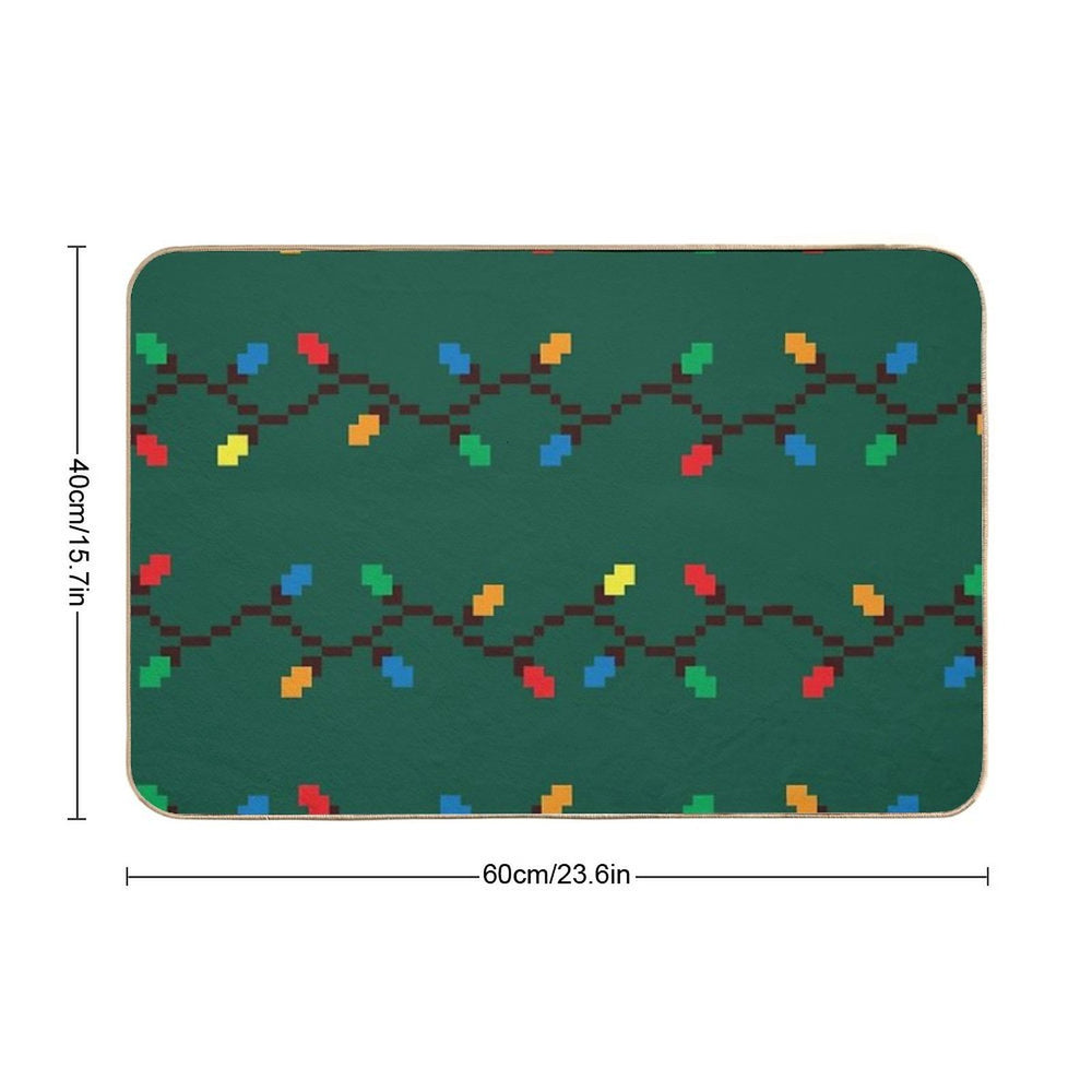 Pixel Christmas Lights  Stain-Proof Bath Mat