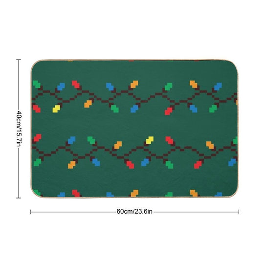 Pixel Christmas Lights  Stain-Proof Bath Mat