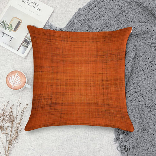 Digital Bark Cloth - Orange Soft Fade-Resistant Throw Pillow