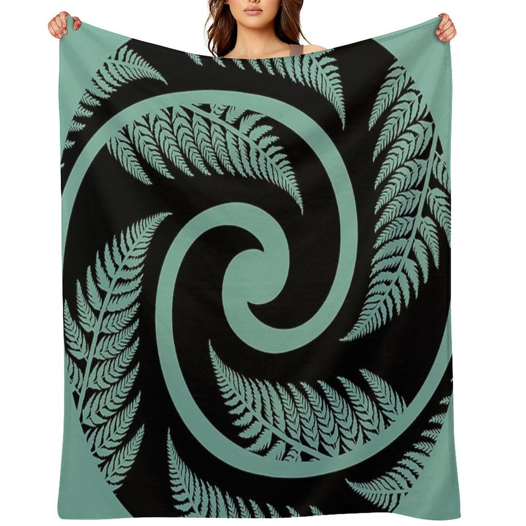 New Zealand Silver Fern in A KORU Gift-ready Throw Blanket