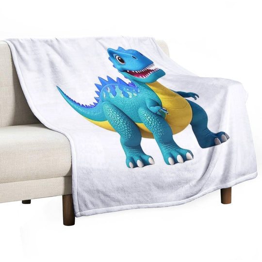 Smiling Dinosaur Cartoon Character Sustainable Throw Blanket