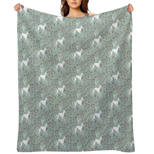 A Greyhound And His Bird Friend Sustainable Throw Blanket