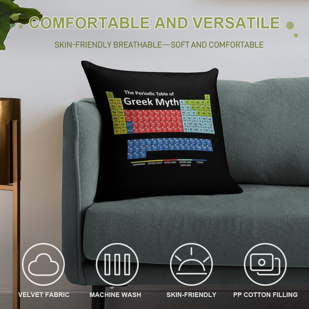 Periodic Table of Greek Mythology Soft Home Decor Throw Pillow