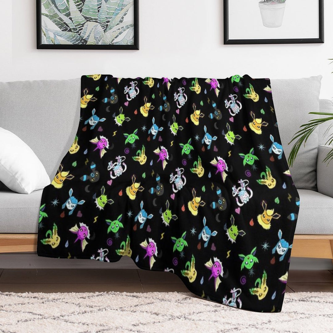 Shiny Eeveelution Type Pattern Velvety-soft Throw Blanket