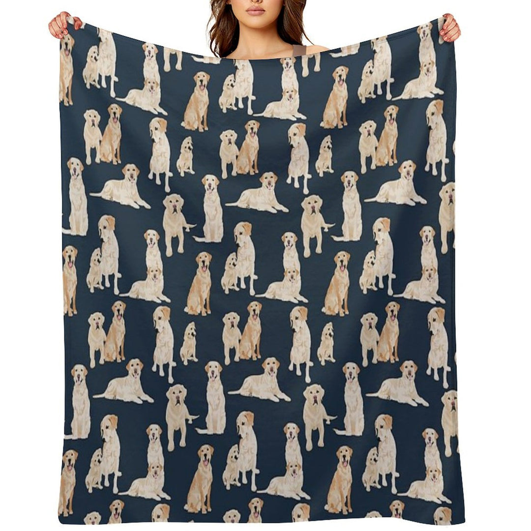 Yellow Labs Navy Machine-washable Throw Blanket