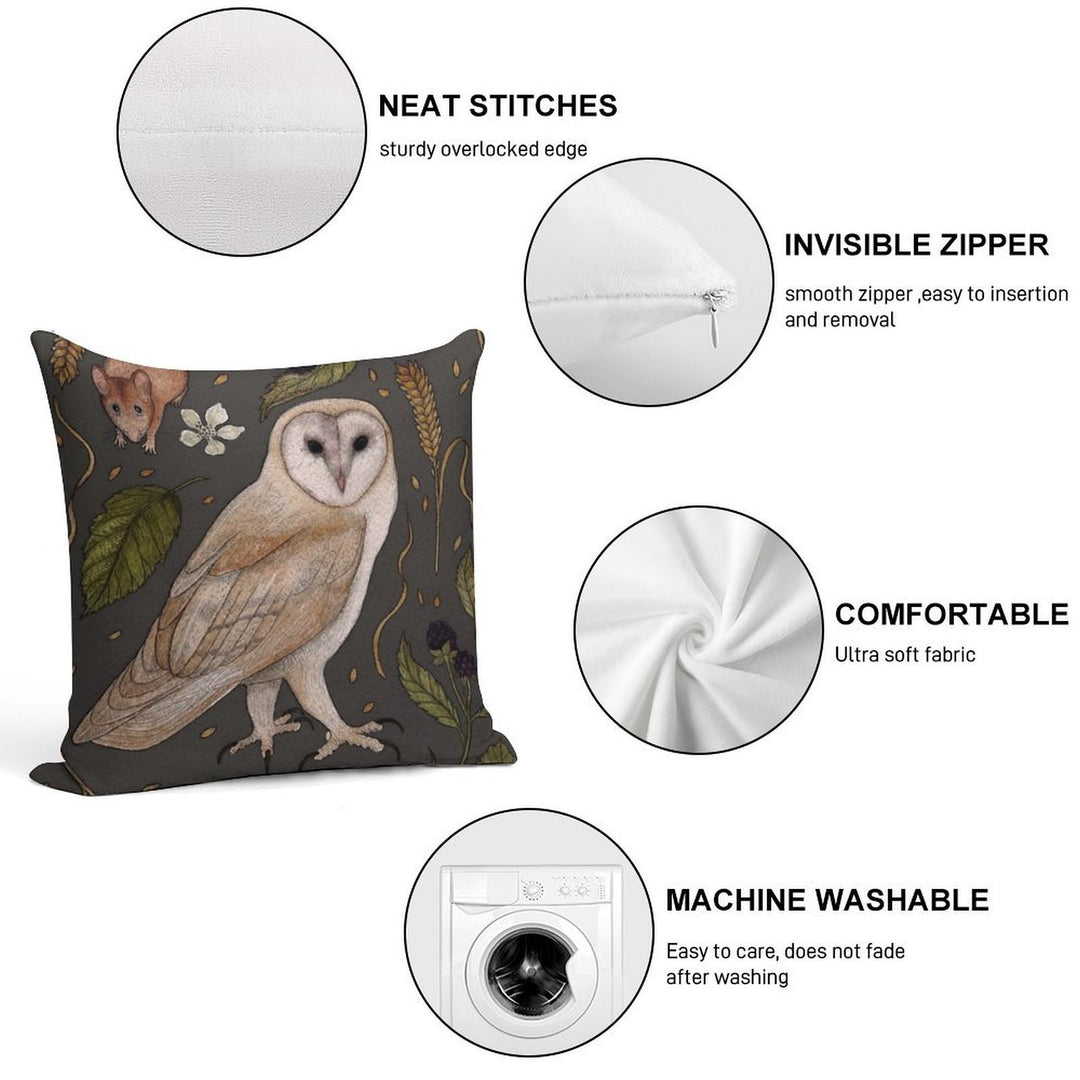 Barn Owl Soft Anti-Pilling Throw Pillow