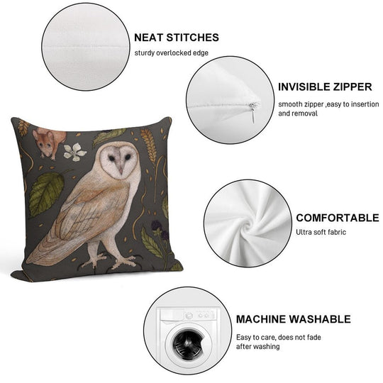 Barn Owl Soft Anti-Pilling Throw Pillow