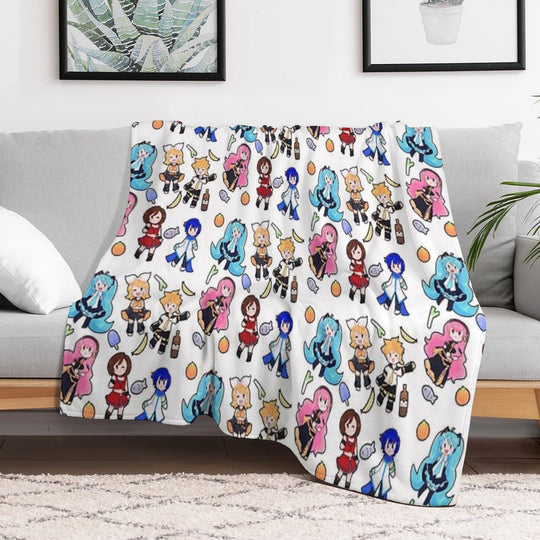 Vocaloid Chibi Chaos! Anti-pilling Throw Blanket