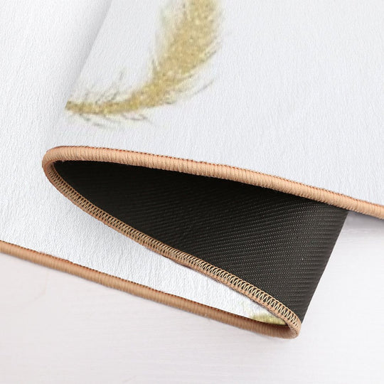Gold Glitter Feathers  Slip-Resistant Bath Mat