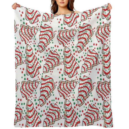 Christmas Tree Snack Cakes Shrink-resistant Throw Blanket
