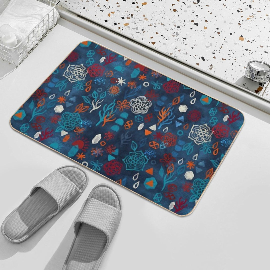 Earth, Water, Fire, Air - A Watercolor Pattern  Odorless Bath Mat