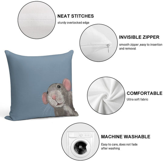 The Peeking Rat Soft Ultra-Soft Texture Throw Pillow