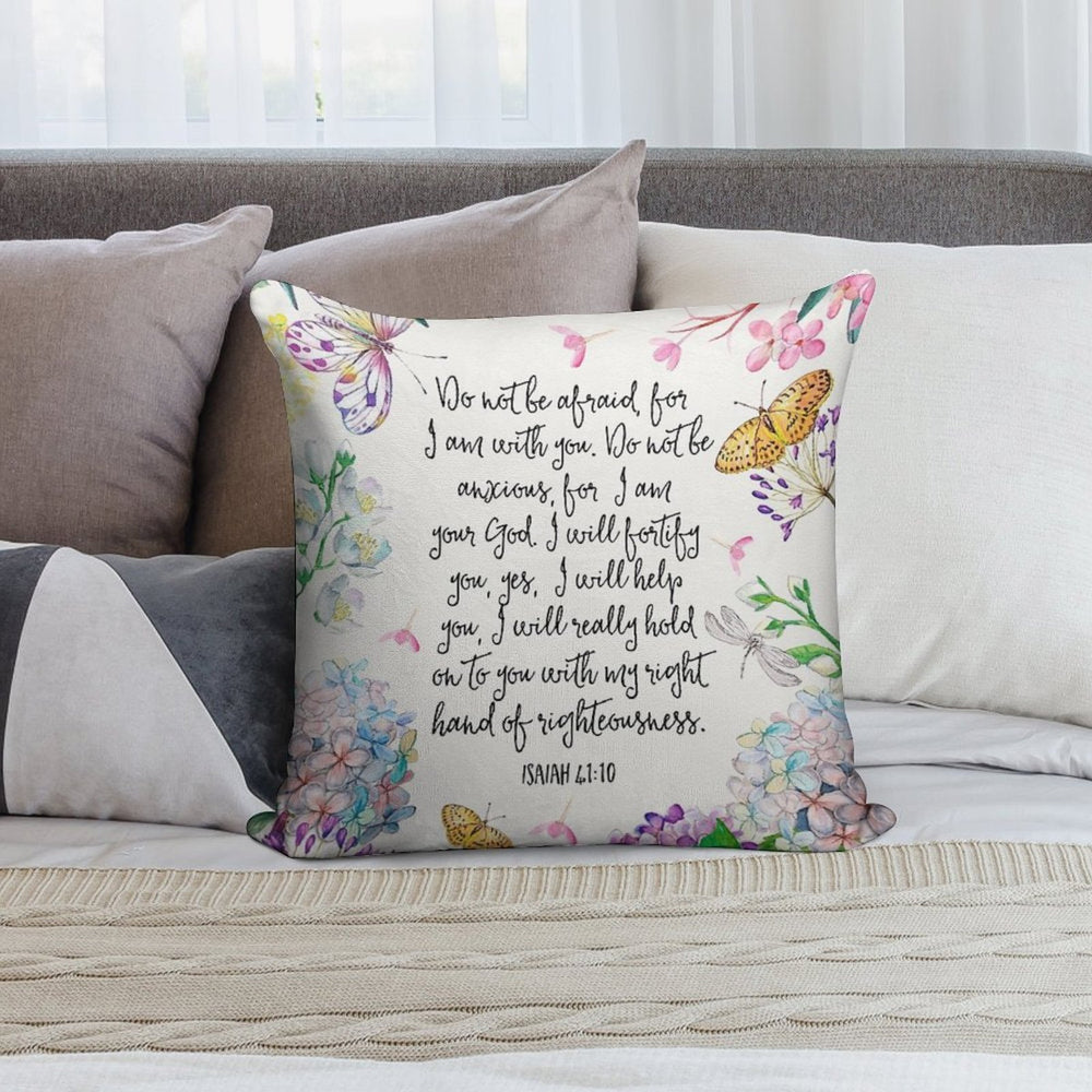 Isaiah 4110 (Flowers And Butterflies) Soft Reinforced Edging Throw Pillow