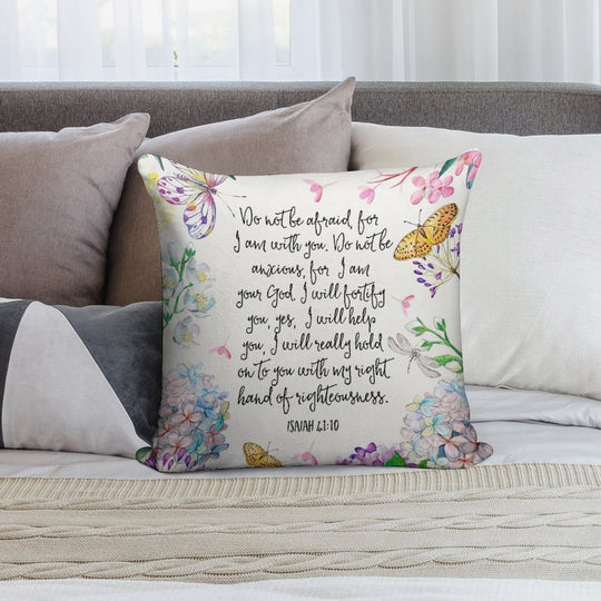 Isaiah 4110 (Flowers And Butterflies) Soft Reinforced Edging Throw Pillow