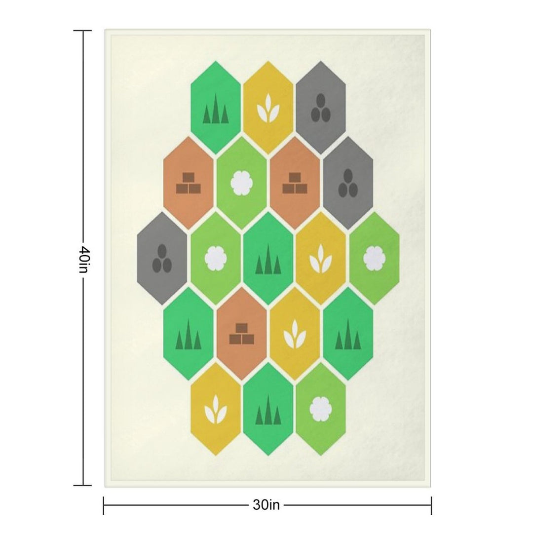 Minimalist Settlers Tile Board Games Travel-friendly Throw Blanket