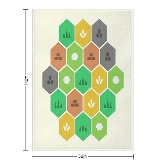 Minimalist Settlers Tile Board Games Travel-friendly Throw Blanket
