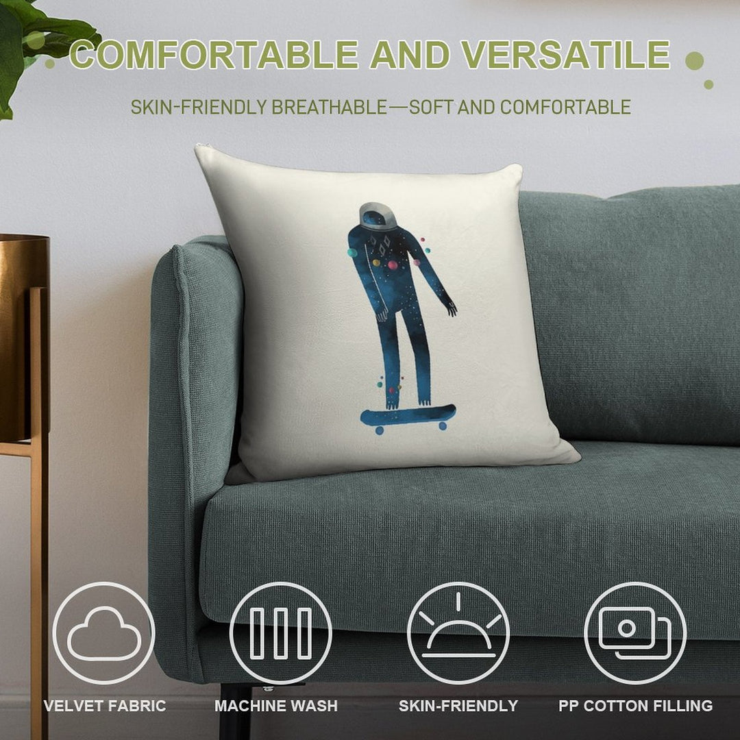 SkateSpace Soft Hidden Zipper Throw Pillow