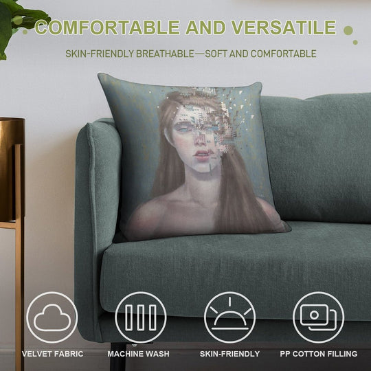 Glitch Soft Short Plush Fabric Throw Pillow