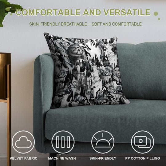 Gone in A Splash, Skull Pattern Soft Home Decor Throw Pillow