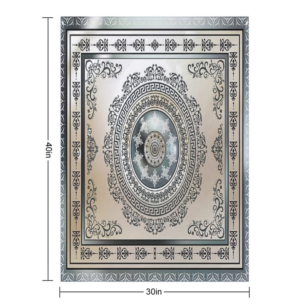 Ornate Greek Key Meander Green And Cream Medallion Machine-washable Throw Blanket
