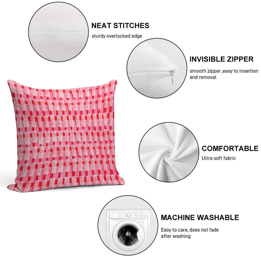 Pink And Red, Brush Strokes, Geometric Soft Hidden Zipper Throw Pillow
