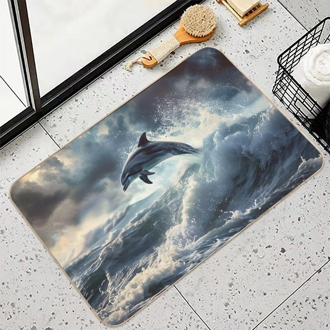 Storm Dolphin  Fade-Resistant Bath Mat