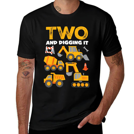 Kids 2 Two And Digging It 2nd Birthday Boys Construction Truck Comfortable T-Shirt