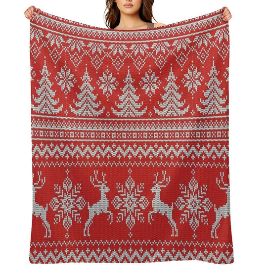 Red Christmas Knit Versatility Throw Blanket
