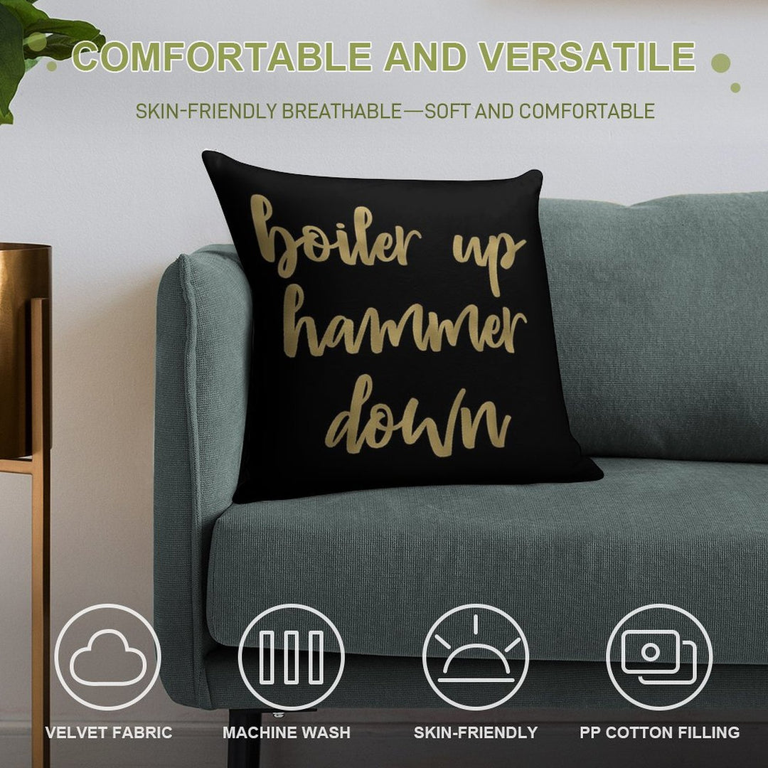 Boiler Up Hammer Down Purdue Gold Foil Soft Anti-Pilling Throw Pillow