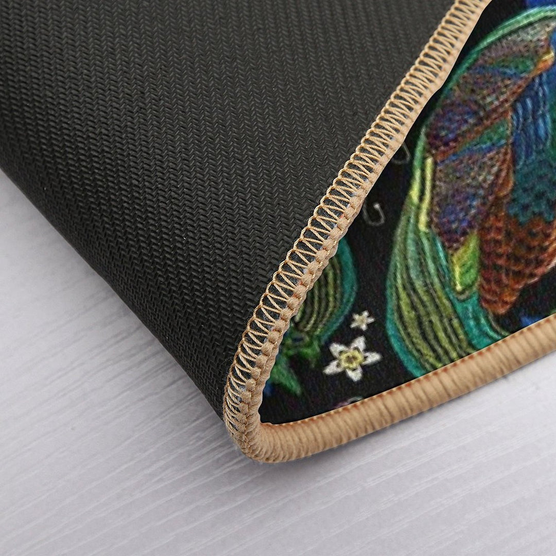 Embroidery Peacocks  Multi-Purpose Bath Mat