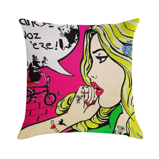 Banksy Goes Pop Art Soft Durable Construction Throw Pillow