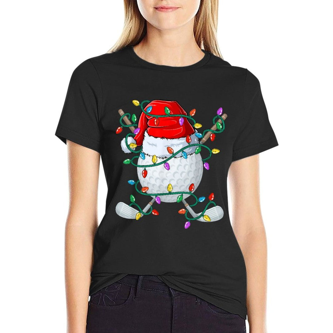 Christmas Golf Xmas Santa Sports Hat Golfer Golfing Funny  Oversized Silhouette T-Shirt