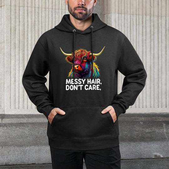 Highland Cow Messy Hair Colorful Breathable Fabric Hoodie