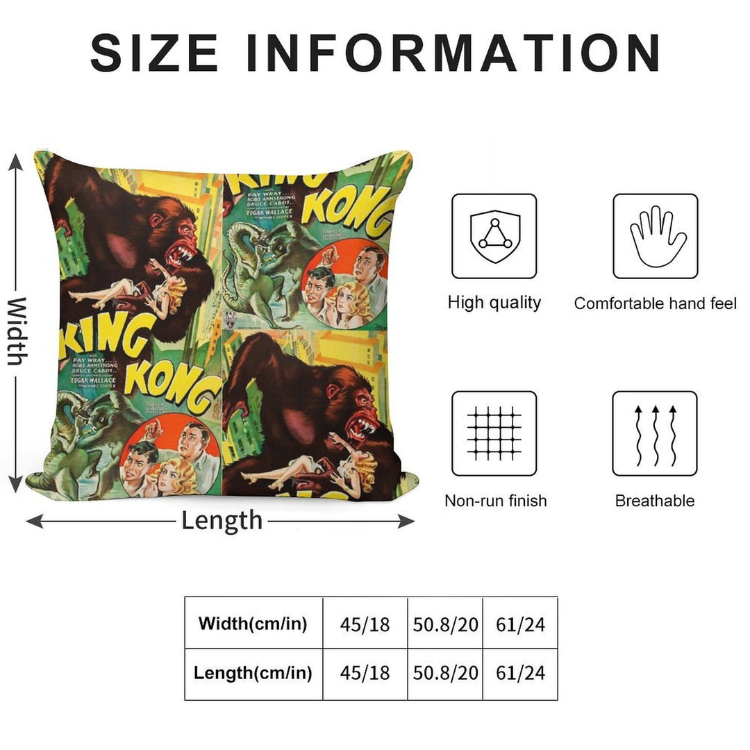 King Kong Vintage Film Soft High-Density Material Throw Pillow