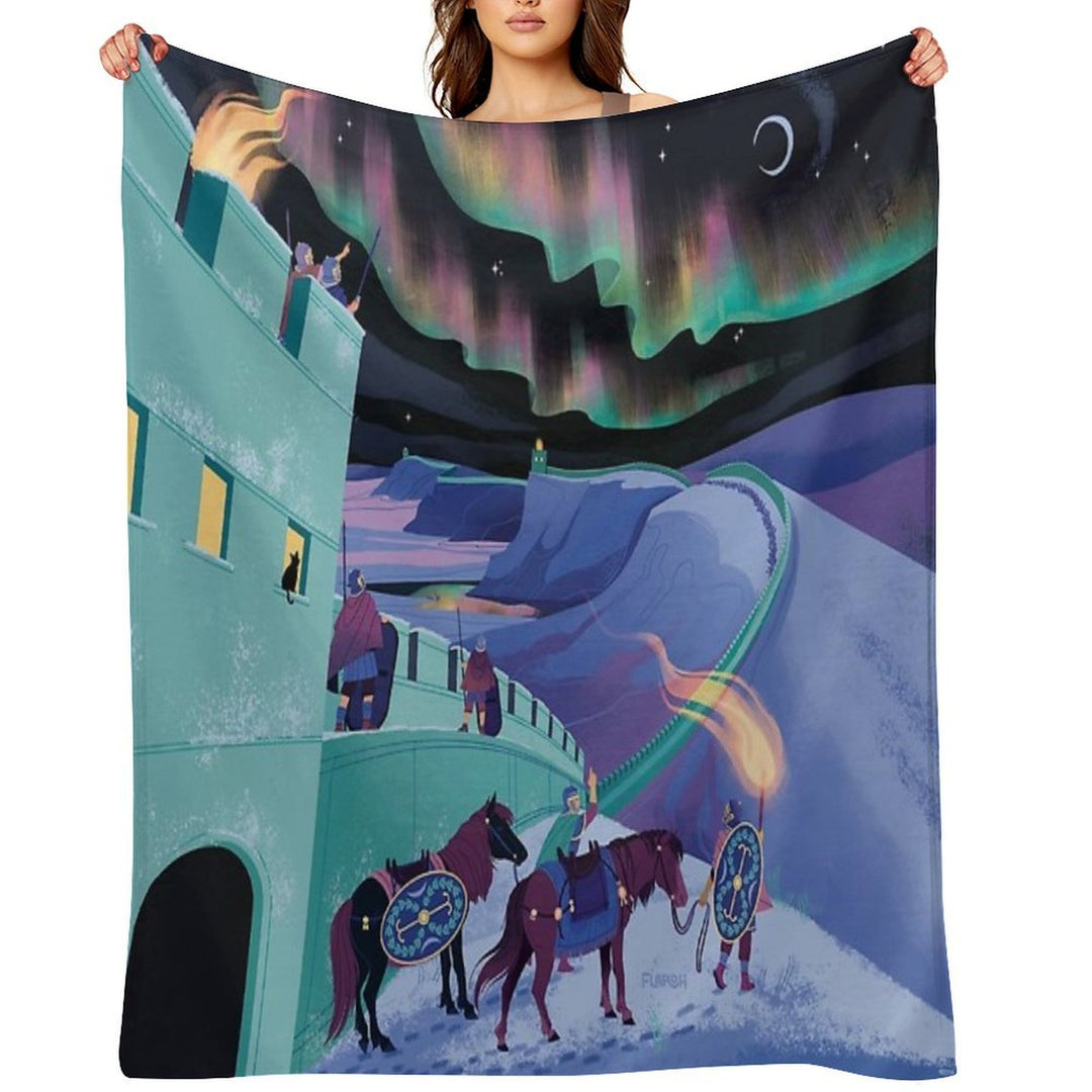 Lights Over Hadrians Wall Durable Throw Blanket
