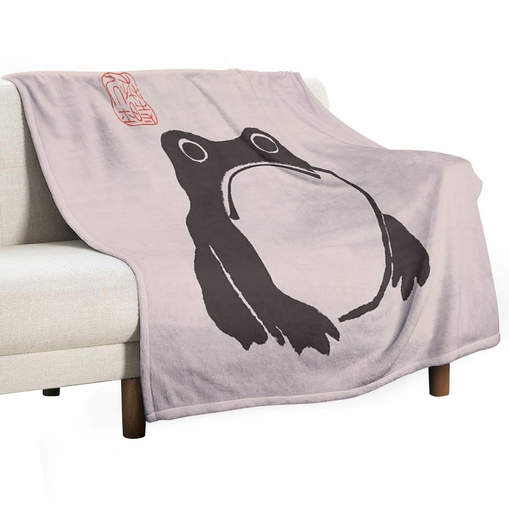 Matsumoto Hoji Frog Art Vintage Japanese Woodblock Artwork All-season Throw Blanket
