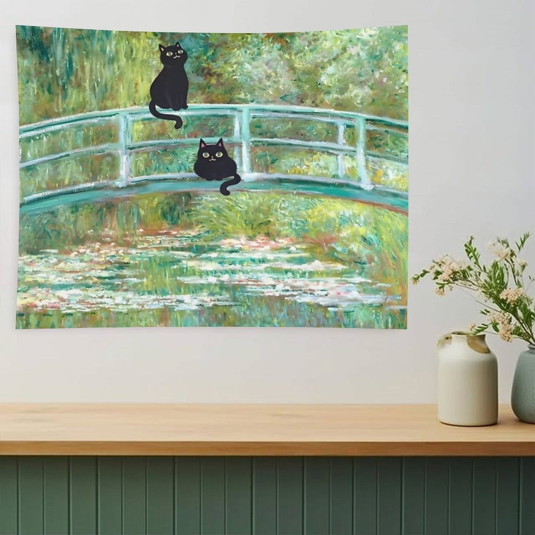 Monet's The Water Lily Pond Bridge with The Cats Tapestry