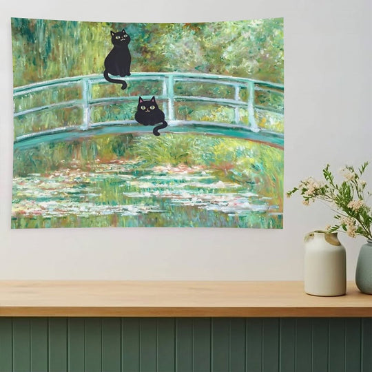 Monet's The Water Lily Pond Bridge with The Cats Tapestry
