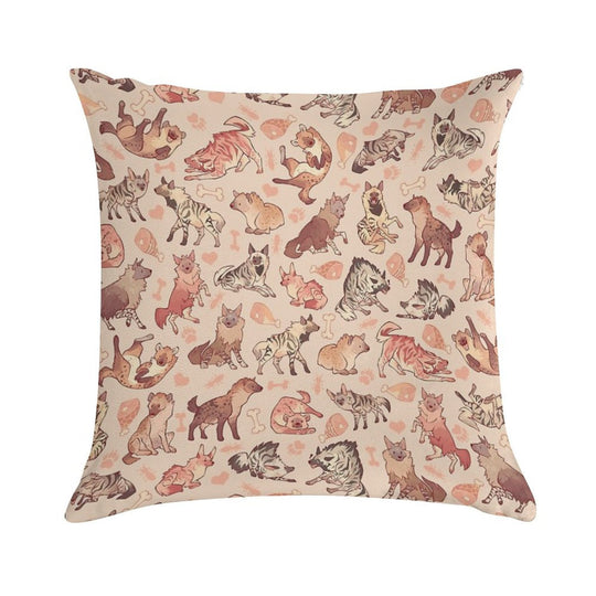 Hyenas in Creamy Orange Soft Easy Maintenance Throw Pillow