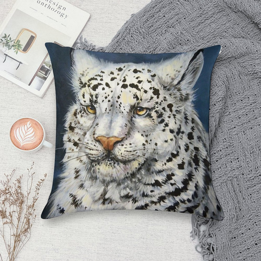 Snow Leopard Soft Hidden Zipper Throw Pillow