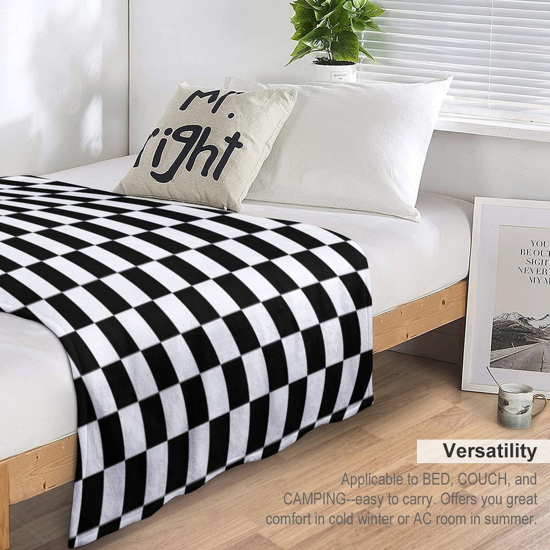 Black And White Checkerboard Pattern Anti-pilling Throw Blanket