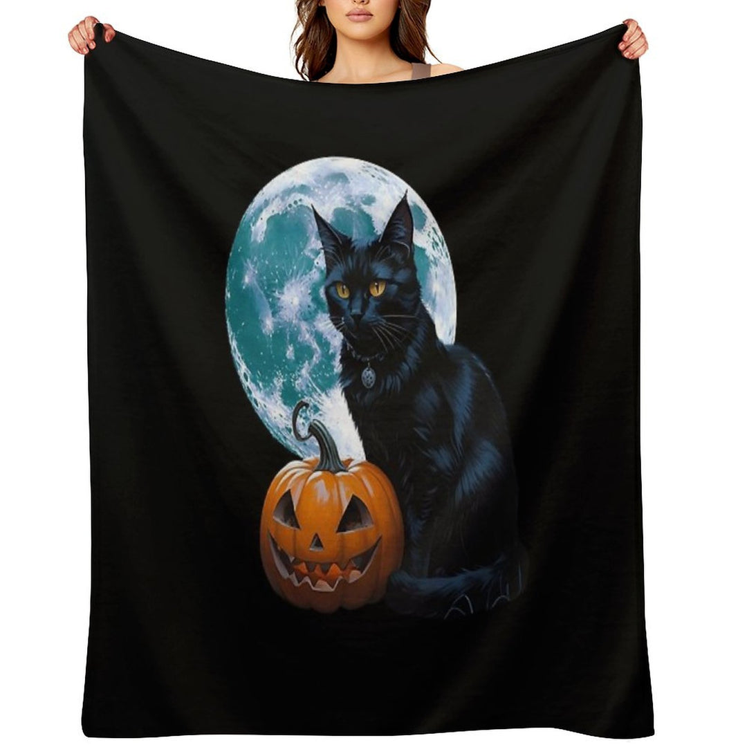Witches Cat Purranormal Plush Throw Blanket