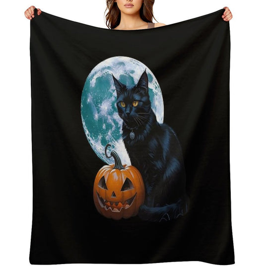 Witches Cat Purranormal Plush Throw Blanket