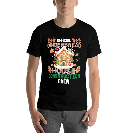 Funny Official Gingerbread House Construction Crew Xmas  Oversized Silhouette T-Shirt