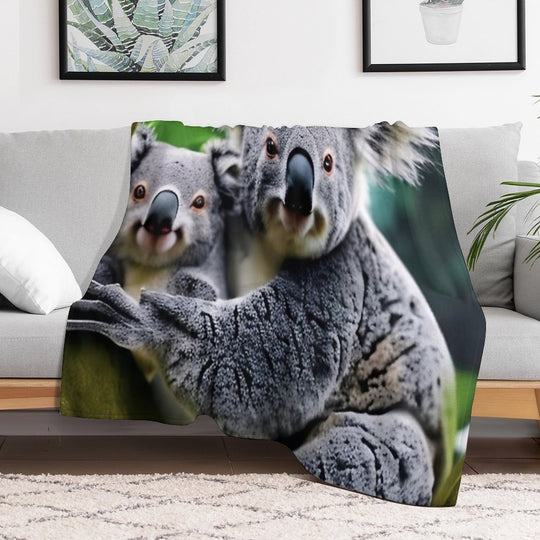 Australian Koala Family Anti-pilling Throw Blanket