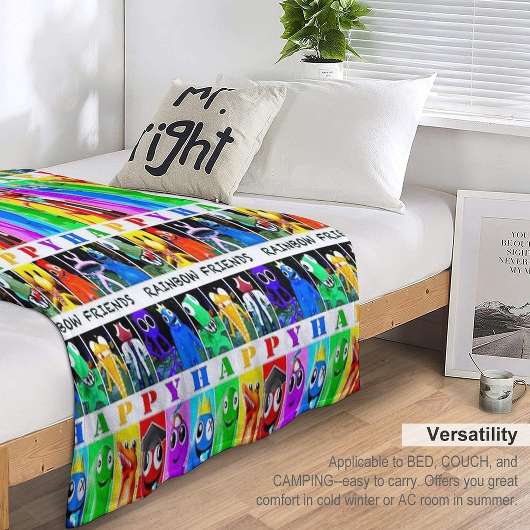 Rainbow Friends Happy Happy Velvety-soft Throw Blanket