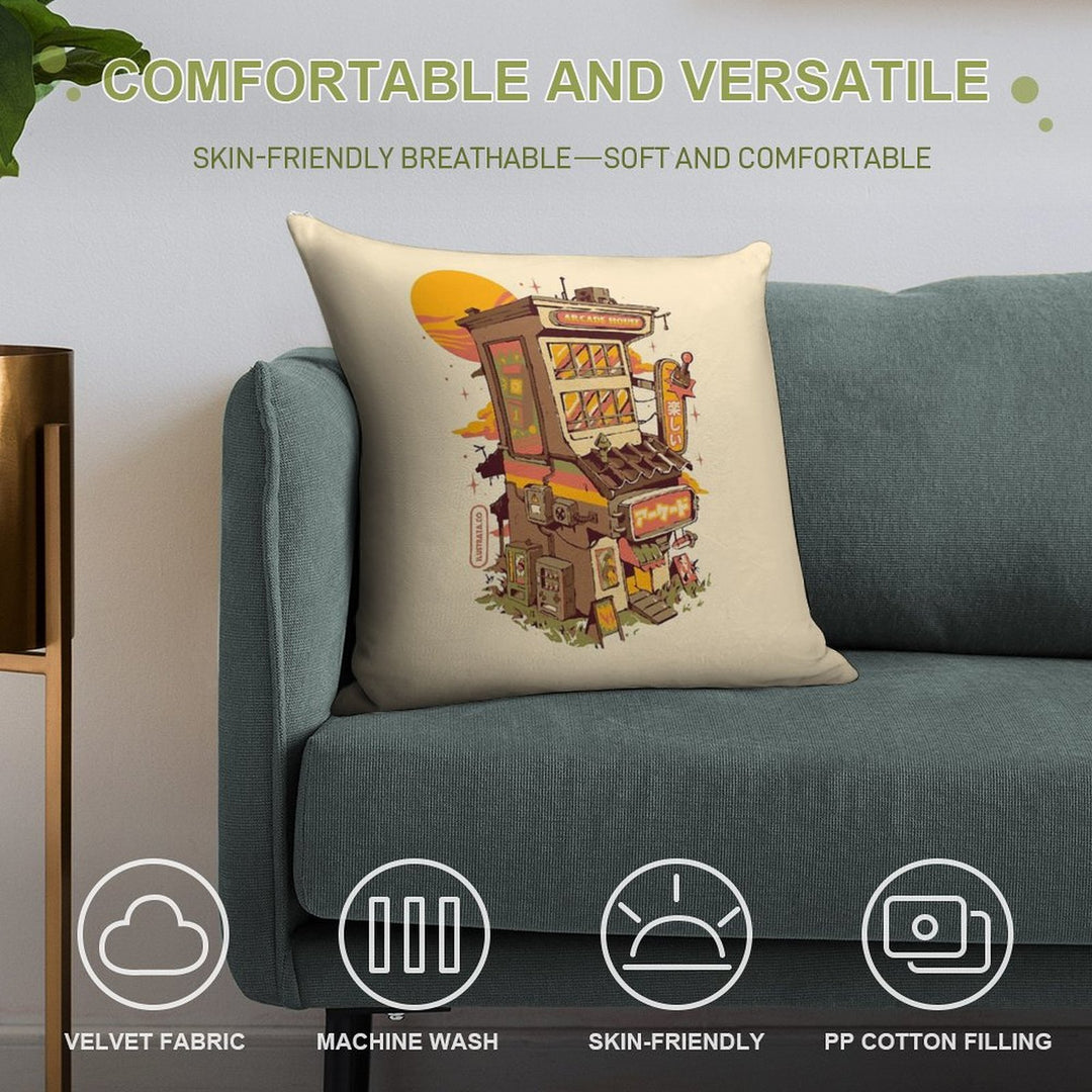 Arcade House Soft High-Density Material Throw Pillow